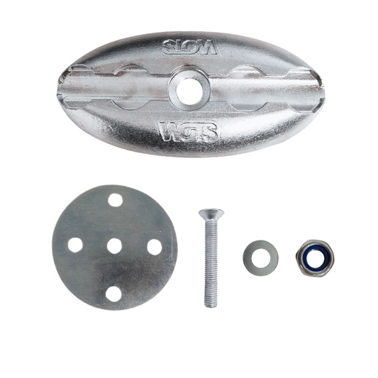 Oval L-Pocket Anchorage with fastener  Includes 4 Oval L locket anchorage and 4- M10 1.5MM Bolt 70MM (2.75") length, Washer and Hex Nut